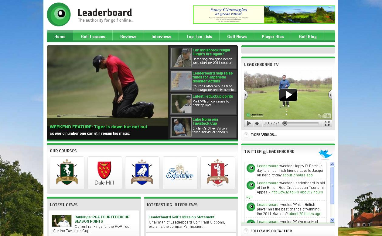 LeaderboardGolf.co.uk – Home Page Screenshot 2