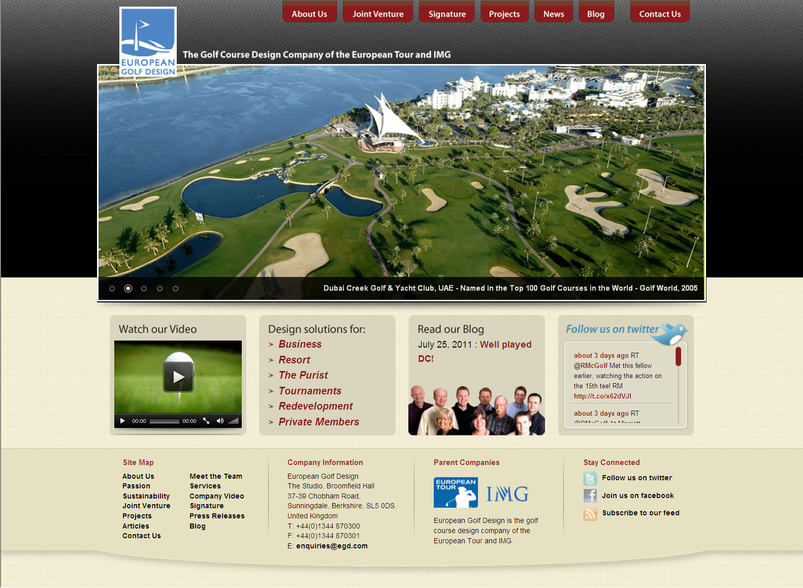European Golf Design webpage