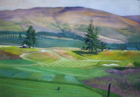 Gleneagles PGA Centenary Course 1st Hole_painted by Margaret Evans_1st Hole_2014 Ryder Cup will be played-a Nicklaus design