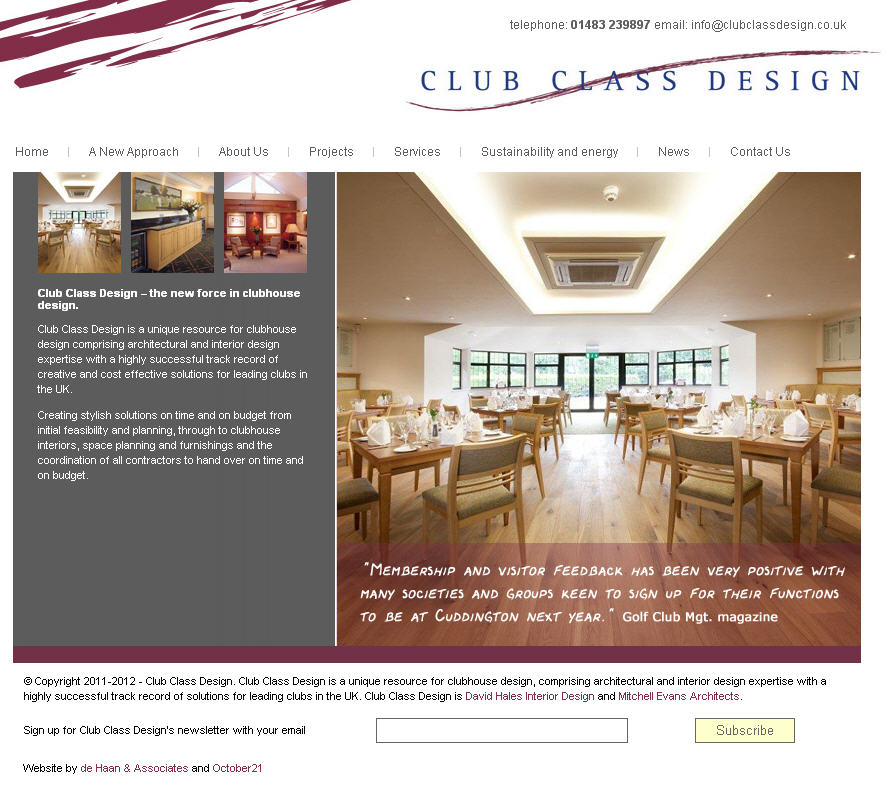 Club Class Design website grab