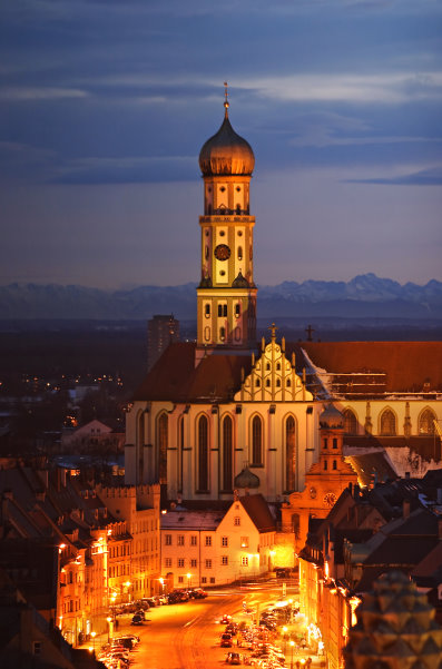 Augsburg Maxstr. & St. Ulrich by night