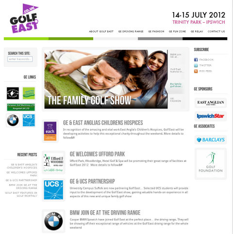 Golf East web page grab