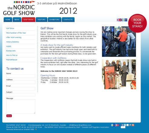Nordic Golf Show webpage