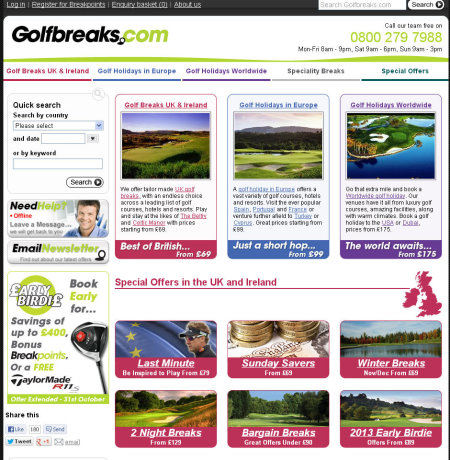 GolfBreaks website
