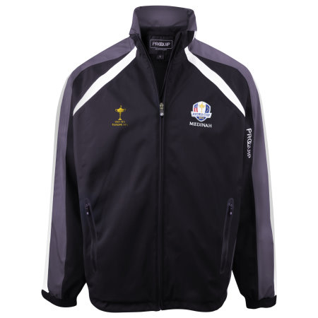 ProQuip limited edition Ryder Cup jacket featuring an embroidered trophy and match score