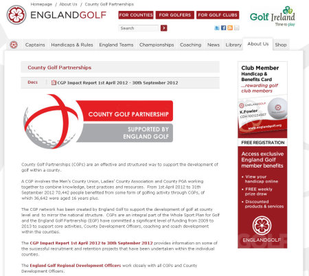 County Golf Partnership website