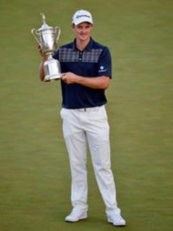 Juston Rose with US Open trophy