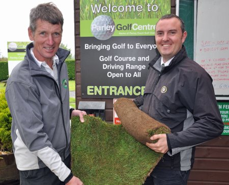 Parley Golf Centre’s Hugh Dampney (left) and Joe Hendy of British Seed Houses