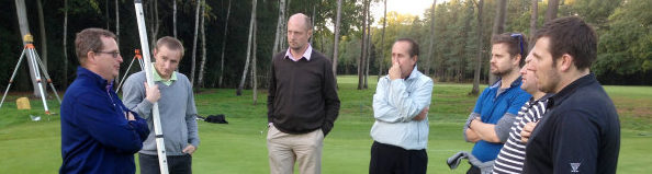 Tim Lobb and EIGCA Students discuss the new 16th green at Woking GC