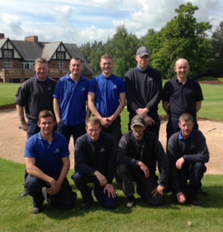Carden Park Estates Team by the new bunker at 18th on the Cheshire Course