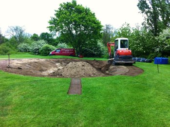 Speedcut Contractors building the new practice bunker at Abridge Golf Club, Essex