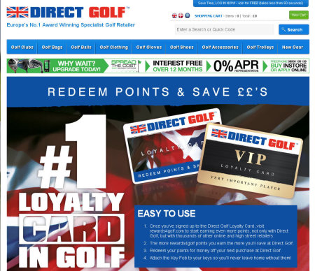 Direct Golf Loyalty Card screen grab