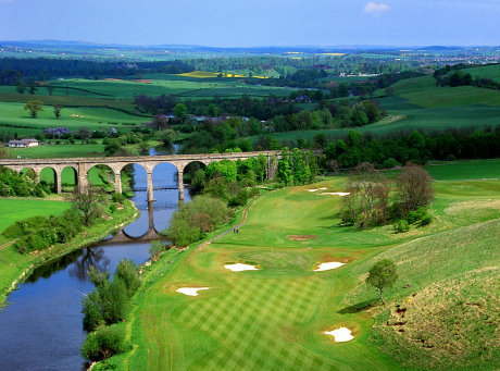 The signature hole at The Roxburghe Golf Club is the 14th, known as The Viaduct