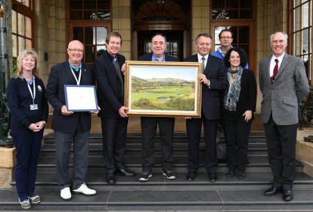 French representatives receiving the painting from the First Minister and George O’Grady