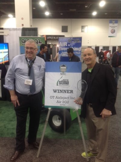 Richard Campey and Air Inject President Glen Black receive the STMA award for the Most Innovative Product