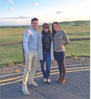 from l. Taylor White, Internship Director Cynthia Johnson, and Julie Barrosso pictured in Gullane. Taylor and Julie are interns at the nearby Renaissance Club