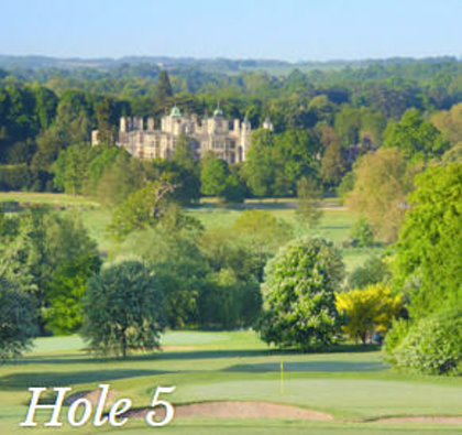 Saffron Waldon Golf Club hole 5 with Audley End House in the background