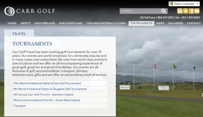 Carr Golf website tournament page