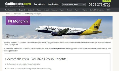 Golf Business News Golf And Travel Giants Monarch Airlines And Golfbreaks Com In Strategic Partnership