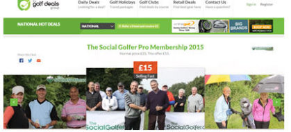 Social Golfer promo on Golf Deals website