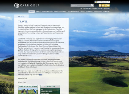 Carr Golf Travel website
