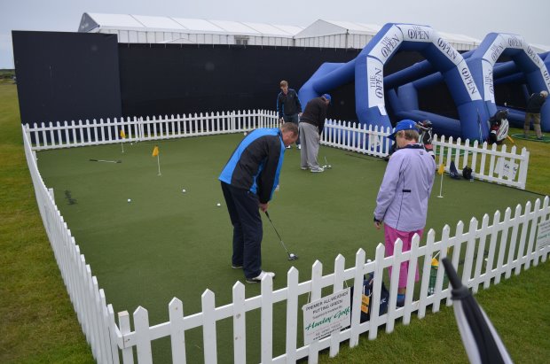 Huxley_Fans receive expert tuition on the Huxley Golf putting green at the 2015…