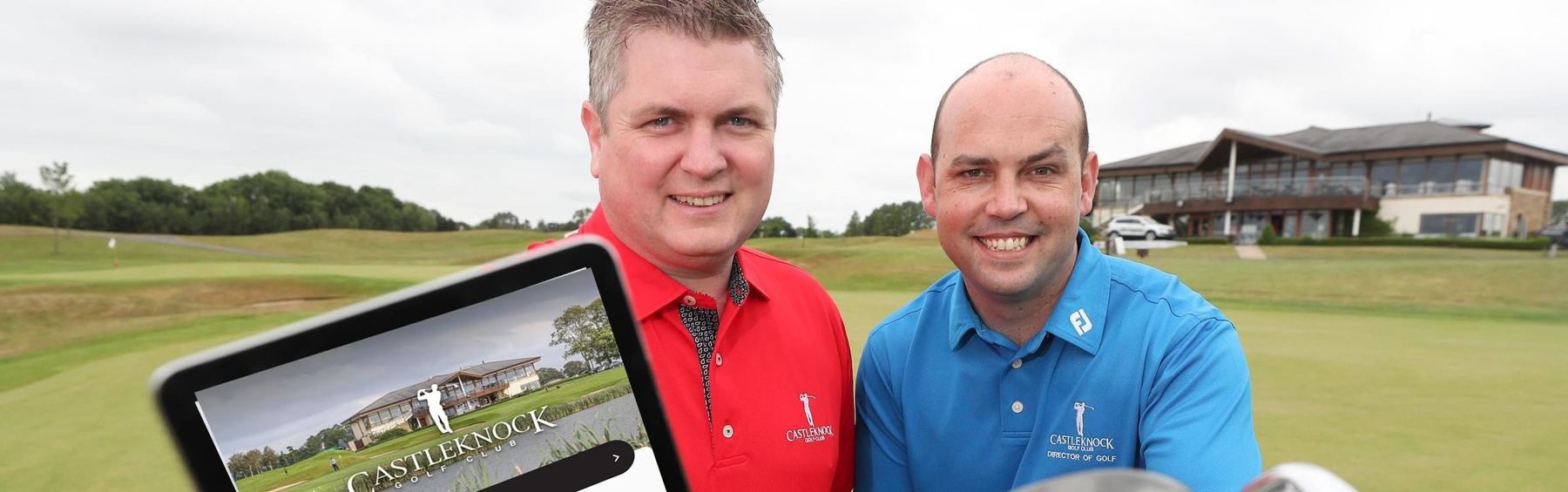Ed Pettit Carr Golf and Ryan Donagher Castleknock Golf Club at the launch of Carr Golf’s new cropgolf management system