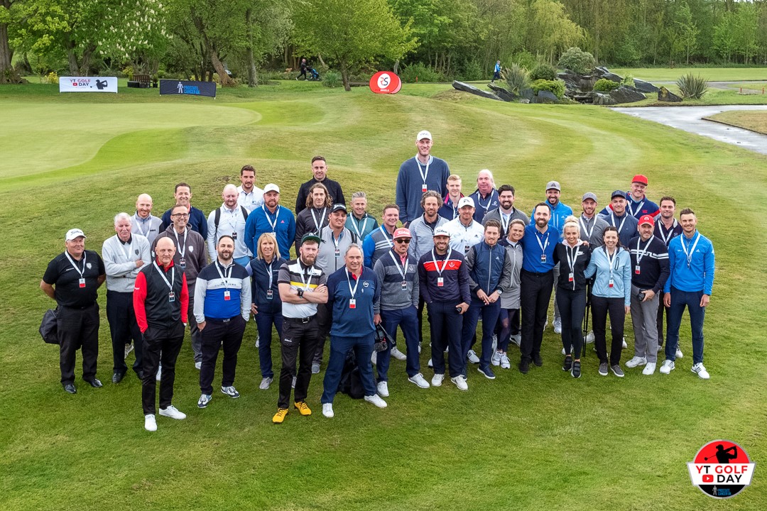 Content creators gathered for a photo before the golf got underway. Photo Credit @jasonlittlegolfphotography