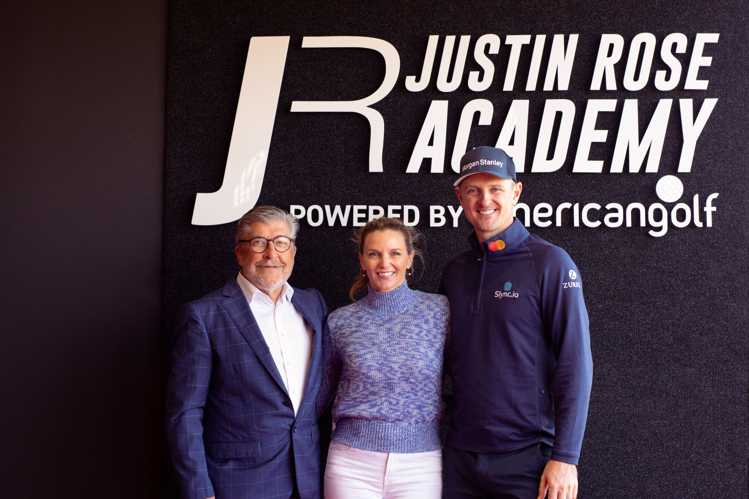 American Golf CEO Gary Favell with Kate and Justin Rose at The Justin-Rose-Academy-Launch