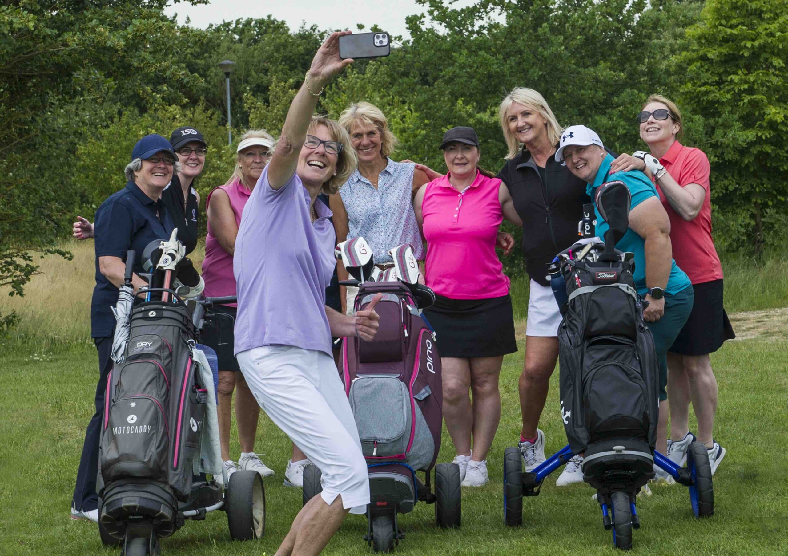 Sarah Bennett with some of the members of her Golfing Girls training programme