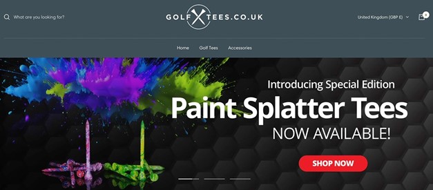 Golf Tees website home page